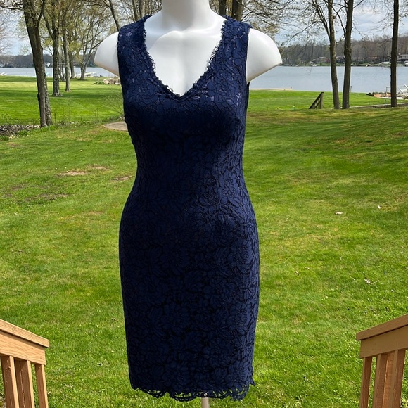 Vince Camuto | Dresses | Vince Camuto Navy Blue Lace Dress S | Poshmark